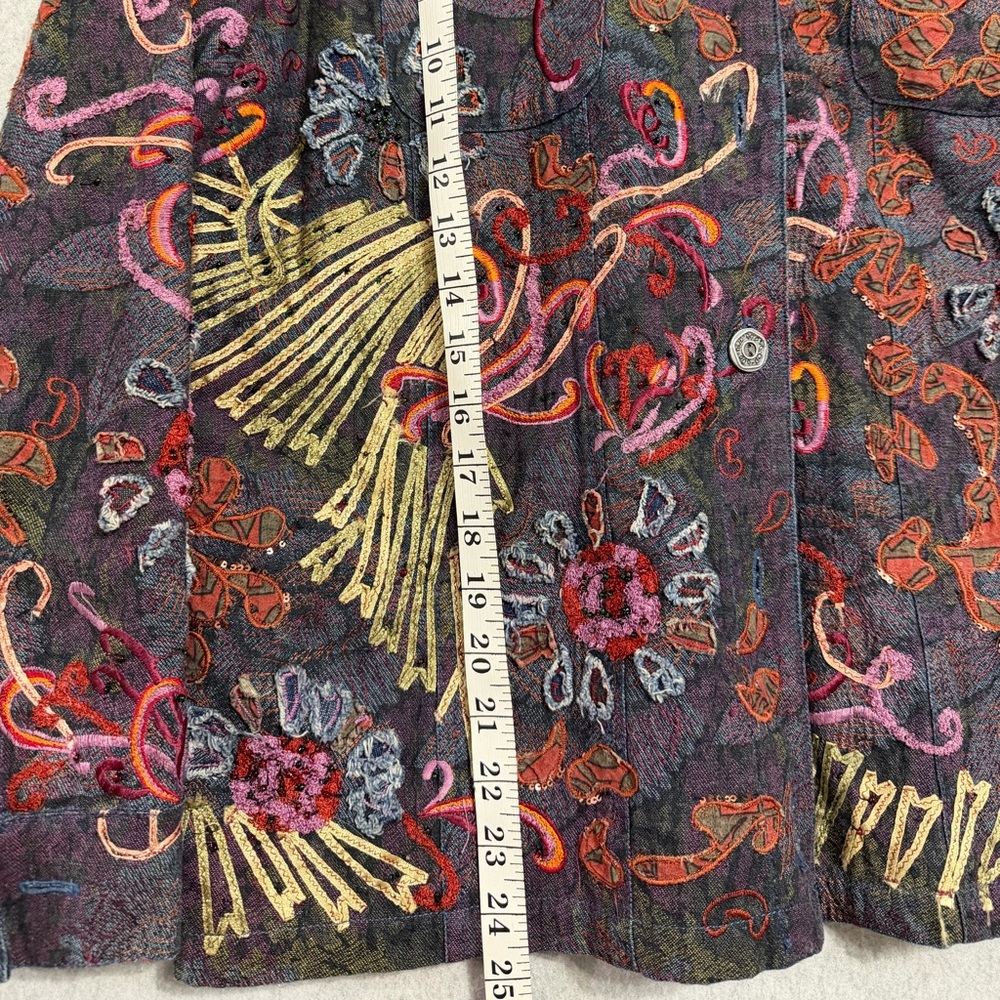 Chico's Colorful Embroidered Denim Jacket - Picture 5 of 7